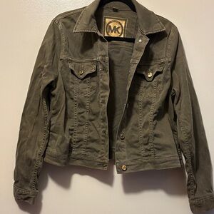 Michael Kors Military Green Cropped Denim Jacket